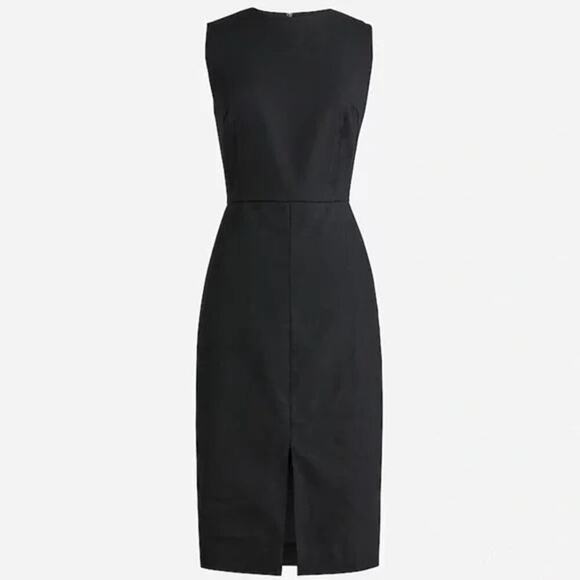 J.Crew High Neck Sheath Dress in Stretch Linen Blend Black Size 0 NEW with tags! - Picture 1 of 9